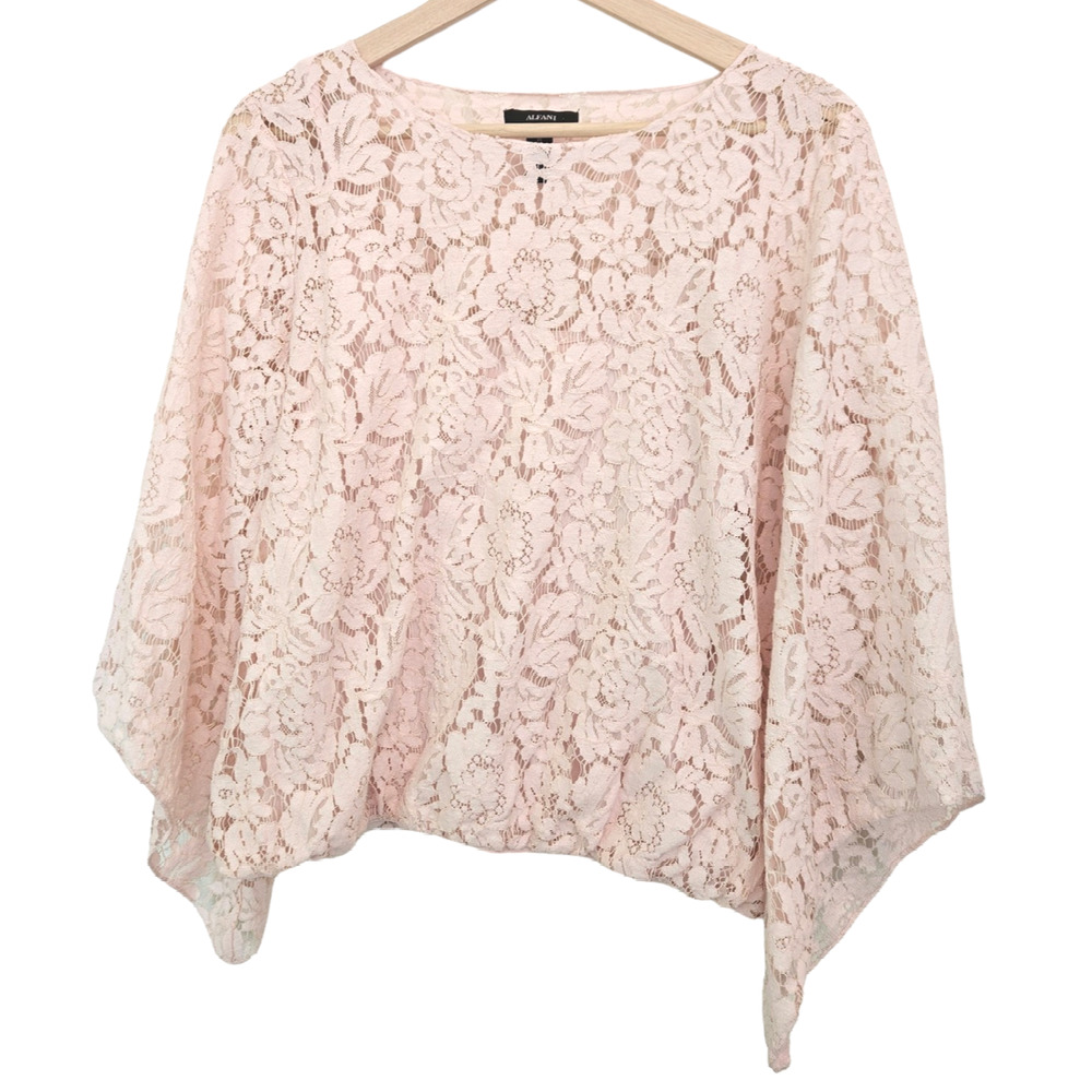Alfani Lace Bubble Top Cami Blouse Light Pink Medium